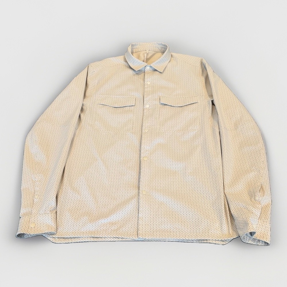 Lululemon Airing Easy Overshirt Men's Large Beige Geometric Wicking SNAP